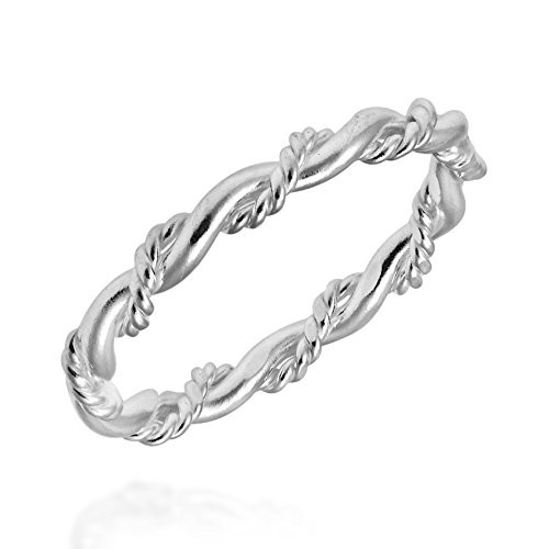 AeraVida Intricate Braid Stackable Band .925 Sterling Silver Ring -6-