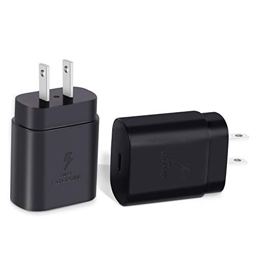 KAIMENGLONG 2 Packs 25W USB-C Super Fast Charging Wall Charger Type C Wall Plug Adapter Block Compatible with iPhone 12/12 Pro Max/12 Mini, Samsung Galaxy S21/S21 plus/S21 Ultra/S20/S10/Note20/10 -Black-