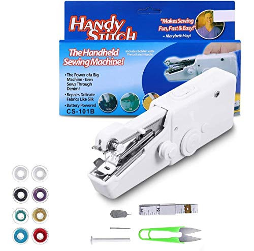 Mini Handheld Sewing Machine, LIUMY 15Pcs Portable Sewing Machine, Mini Cordless Handheld Electric Stitch Tool for Fabric, Clothing, Kids Cloth -White- -White- Mini Handheld Sewing Machine, LIUMY 15Pcs Portable Sewing Machine, Mini Cordless Handheld Electric Stitch Tool for Fabric, Clothing, Kids Cloth -White- -White-