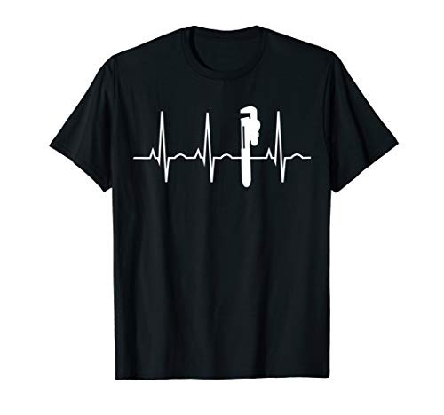 Plumber Gifts for Men - Plumbing Wrench Heartbeat T Shirt