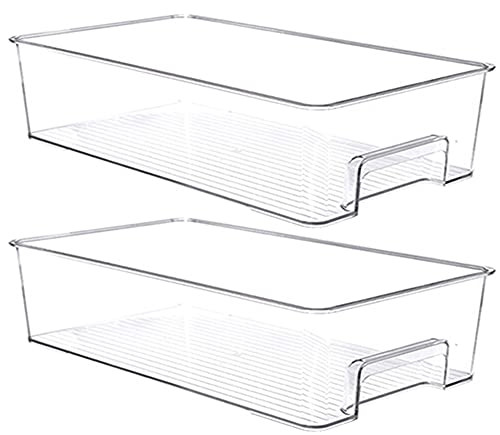 Refrigerator Organizer Bins - Clear Plastic Bins For Fridge, Freezer, Kitchen Cabinet, Pantry Organization, BPA Free Fridge Organizer,Clear Plastic Pantry Food Storage Rack