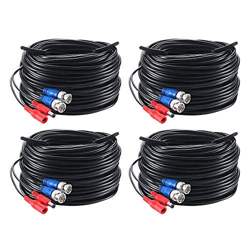 ZOSI 4 Pack 100FT 30M HD CCTV Video Power Wire BNC RCA Cord Cable for Security Camera DVR System