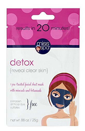 Unscented Miss Spa Detox Reveal Clear Skin Facial Sheet Mask -Pack of 6-