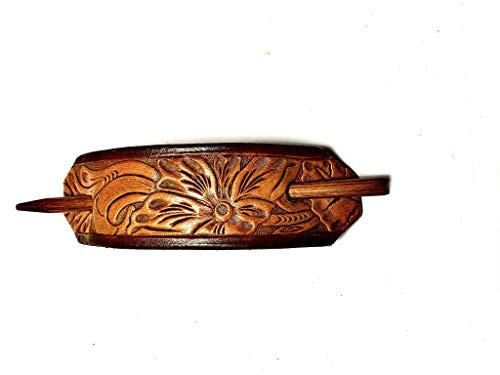 1 LARGE LEATHER HAIR BARRETTE WITH STICK, PONYTAIL BARRETTE, PONYTAIL HOLDER, HAIR CLIP, HAIR ACCESSORIES, PONYTAIL CLIPS 1 LARGE LEATHER HAIR BARRETTE WITH STICK, PONYTAIL BARRETTE, PONYTAIL HOLDER, HAIR CLIP, HAIR ACCESSORIES, PONYTAIL CLIPS