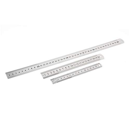 New Lon0167 3 in Featured 1 15cm 20cm reliable efficacy 40cm Measuring Range Double Sides School Students Office Stationery Metric Scale Straight Ruler Silver Tone-i