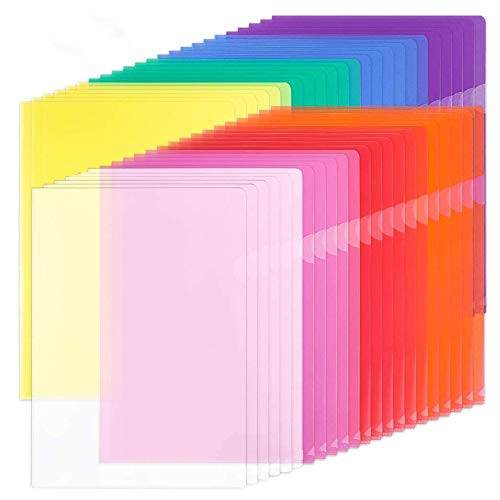 TONGUO GUITU 20pcs Plastic Clear Document Folders Project Pockets, File Folders for Letter Size and A4,for School and Office Supplies-Red-