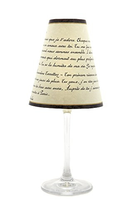 di Potter WS345 Paris Love Poem Paper White Wine Glass Shade, Parchment (Pack of 12)