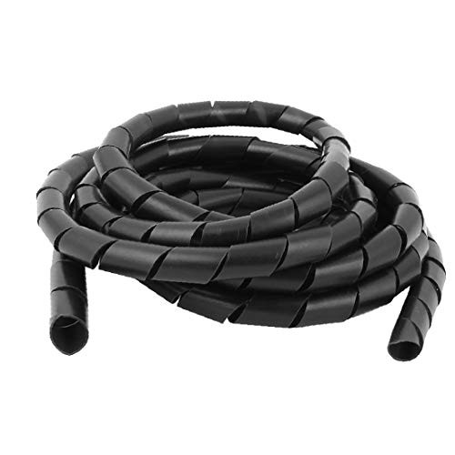 X-DREE Black 3.2M 14mm OD Spiral Cable Wire Wrap Tube Computer PC Manage Cord -PC d'ordinateur de tube d'enroulement de fil de câble de spirale de noir de 3.2M 14mm OD contrôlent le cordon