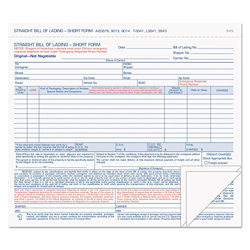 TOPS Hazardous Material Short Form, 8 1/2 x 7, Three-Part Carbonless, 50 Forms