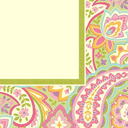 Party Ready Dainty Paisely Lunch Napkins Tableware, Paper, 12" x 12", Pack of 16