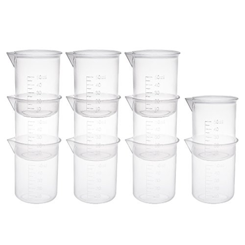 uxcell Measuring Cup 50ml PP Plastic Graduated Beaker Transparent for Lab Kitchen Liquids 14pcs