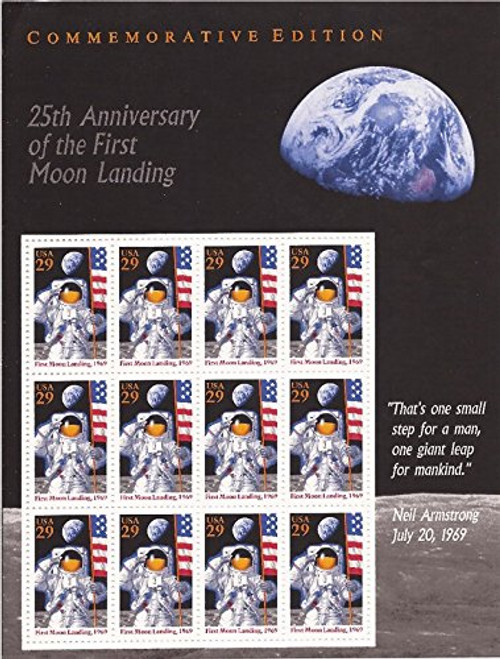 Moon Landing miniature sheet of 12 x 29 cent Us postage stamp 2841
