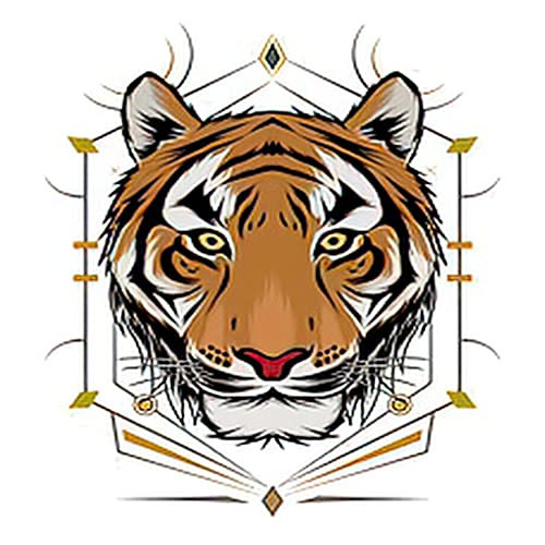 6 Sheets Temporary Tattoos Tiger Head For and Another Trendy Apparel Temporary tattoo Neck Arm Chest for Women Men Adults 3.7 X 3.7 Inch Tiger Head Tattoo