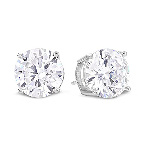 Brilliant Round Cut 3mm white Cubic Zirconia .925 Sterling Silver Basket Setting Stud Earrings