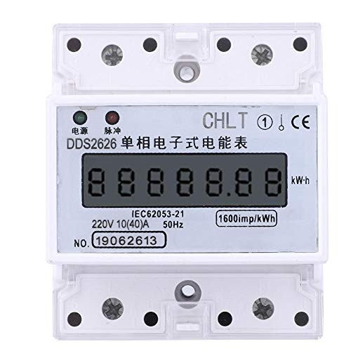 Single Phase Energy Meter, DDS2626 220V 10-40- A 4P Single Phase Electronic Energy Meter KWh Energy Meter LCD Display Din-Rail Power Meter