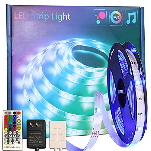 PIMUWPU LED Strip Lights,50ft Bluetooth Music LED Lights Strip with 5050 RGB LEDs, Led Lights Colors Changing for Bedroom, Kitchen, Home Decoration,40-Ley IR Remote Control?DIY Mode