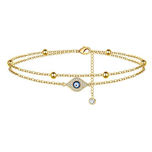 Yoosteel Layered Evil Eye Ankle Bracelets for Women, 14K Gold Filled Handmade Layering Evil Eye Anklet Cute Layered CZ Evil Eye Ankle Bracets for Womem Summer Beach Jewelry-CZ Evil Eye- Yoosteel Layered Evil Eye Ankle Bracelets for Women, 14K Gold Filled Handmade Layering Evil Eye Anklet Cute Layered CZ Evil Eye Ankle Bracets for Womem Summer Beach Jewelry-CZ Evil Eye-