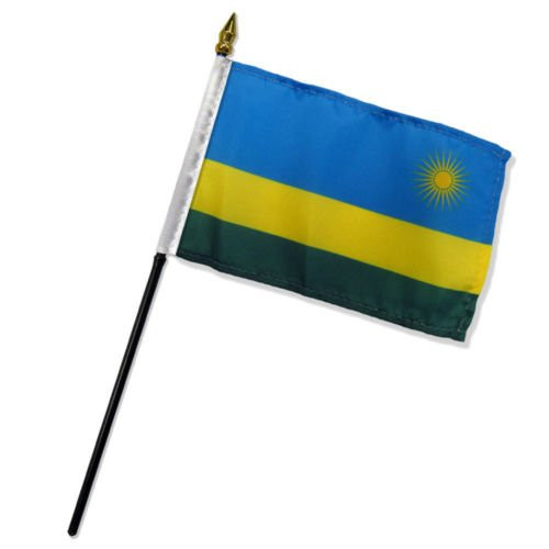 Wholesale Lot of 12 Rwanda 4''x6'' Desk Table Stick Flag BEST Garden Outdor Decor polyester material FLAG PREMIUM Vivid Color and UV Fade Resistant