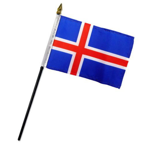 Wholesale Lot of 12 Iceland 4''x6'' Desk Table Stick Flag BEST Garden Outdor Decor polyester material FLAG PREMIUM Vivid Color and UV Fade Resistant