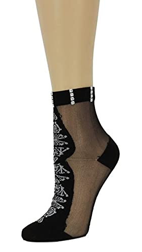 Supreme Black Custom Sheer Socks with crystals, a unique and fashionable look, Suitable for all outfits.Women Custom Fashion Socks with beads, 1 Pair, Stockings with crystals, Socks with rhinestones Socks