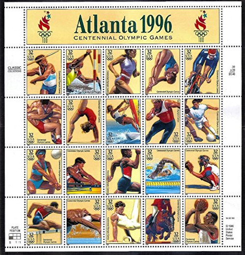 US Stamps - 1996 Atlanta Olympics - 20 Stamp Sheet - Scott 3068 by USPS US Stamps - 1996 Atlanta Olympics - 20 Stamp Sheet - Scott 3068 by USPS