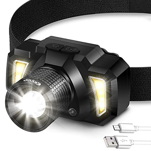 eecoo Headlamp Flashlight, Rechargeable LED Head Lamp, Super-Bright Zoomable Waterproof Headlight, with 6 Modes and Adjustable Headband, Perfect for Outdoors Camping, Hiking, Running