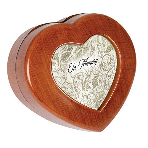 Cottage Garden in Memory Woodgrain Mini Heart Music Box/Jewelry Box Plays Amazing Grace