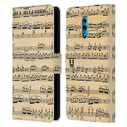 Head Case Designs Mozart Music Sheets Leather Book Wallet Case Cover and Matching Wallpaper Compatible with Oppo Reno