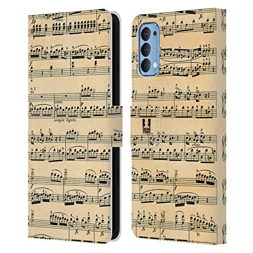 Head Case Designs Mozart Music Sheets Leather Book Wallet Case Cover and Matching Wallpaper Compatible with Oppo Reno 4 5G