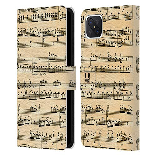 Head Case Designs Mozart Music Sheets Leather Book Wallet Case Cover and Matching Wallpaper Compatible with Oppo Reno4 Z 5G