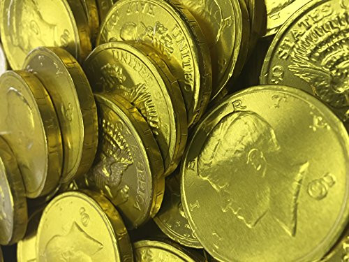 Solid Milk Chocolate Large Kennedy Gold Coins - 1 Full Pound Bulk Wholesale