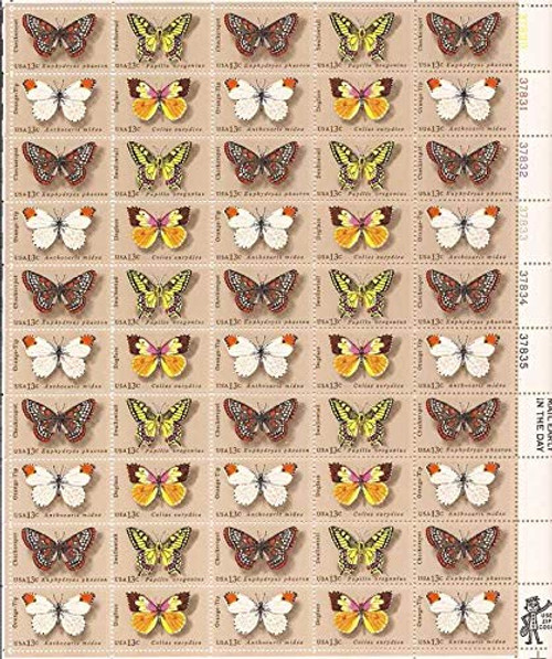 USPS Butterfly Series Sheet of 50 x 13 Cent US Postage Stamps Scott 1712-15 USPS Butterfly Series Sheet of 50 x 13 Cent US Postage Stamps Scott 1712-15