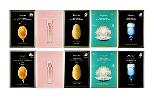 JM solution Best 5 Combo Mask Sheet Pack of 10, Aurora, Cocoon, SOS, Marine, Propolis, JMSOLUTION