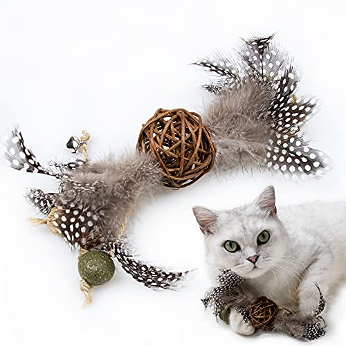 Catnip Toys Cat Licking Cat Kicking Toy Ball Natural Silvervine Catnip Sticks Kitten Teeth Molar Chew Toys, cat Indoor Toys Interactive cat Cleaning Teeth?Squeaky cat Toy