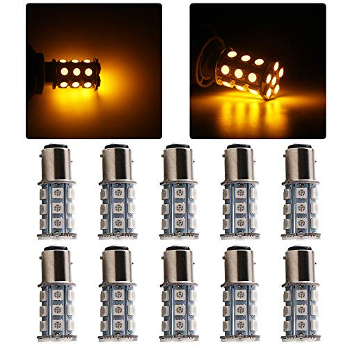 Grandview Amber BAY15D 1157 Base LED Bulbs 5050 24 SMD LED Replacement Bulb RV SUV MPV Car Turn Tail Signal Brake Light Lamp Backup Lamps Bulbs Car Exterior Lights -Pack of 10-