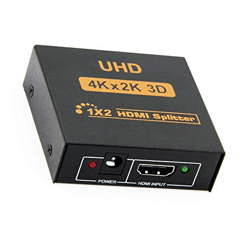 HDMI Splitter 1 in 2 Out, 4K HDMI Splitter for Dual Monitors, HDMI Splitter 1 to 2, HDMI Mirror 1 to 2 Amplifier for Full HD 1080P 3D Come