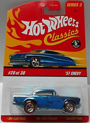 Hot Wheels Classics Series 3 -#20 '57 Chevy Blue 5-Spoke Redlines Collectible Collector Car 2007 Hot Wheels 1:64 Scale Collectible Die Cast Car