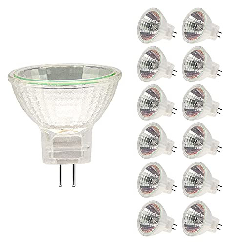 Jaenmsa MR11 Halogen Bulbs 12V 20W, 12 Pack GU4 Bi-Pin Base Halogen Light Bulbs, FTD Spotlight Light Bulbs 2-Pin 280lm 2700K for Landscape, Accent, Track Lights, and Fiber Optics, Dimmable