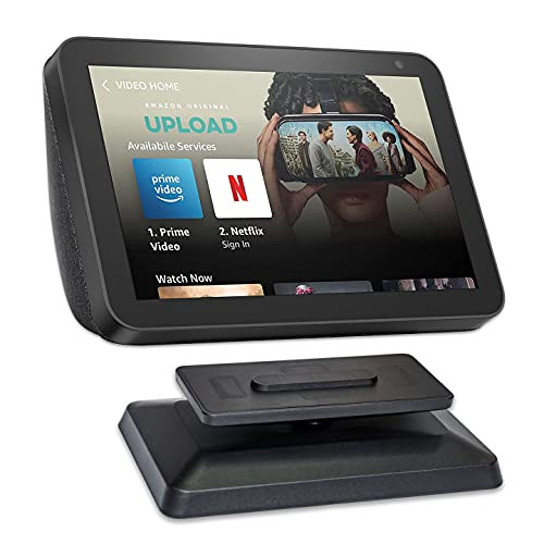 HeyMoonTong Adjustable Stand for Show 8 -1st  and  2nd Gen-, Swivel and tilt Stand Mount Accessories for Your Echo Smart Display, with Magnetic Adsorption, Anti-Slip Base -Black-