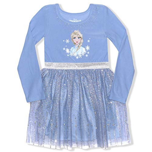 Disney Frozen Girl's Elsa Long Sleeve Dress, Knee Length Casual Clothing for Kids, Blue, Size 6X Disney Frozen Girl's Elsa Long Sleeve Dress, Knee Length Casual Clothing for Kids, Blue, Size 6X