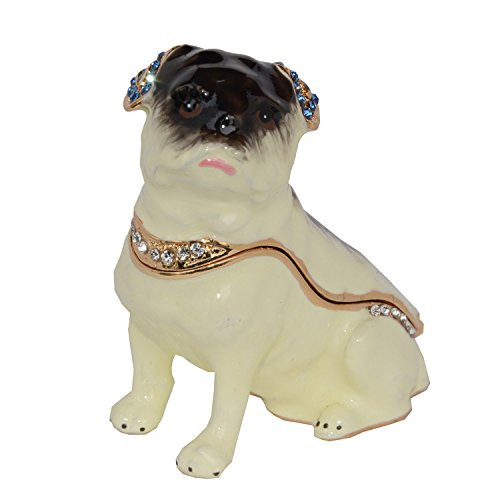 Jiaheyou Pug Trinket Jewelry Box Enameled Dog Miniature Ring Holder Pet Lover Gifts Jiaheyou Pug Trinket Jewelry Box Enameled Dog Miniature Ring Holder Pet Lover Gifts