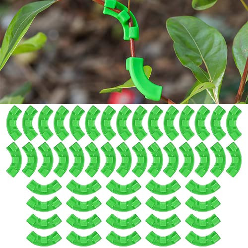 ZOOs 50 Pieces 90 Degree Plant Trainer Clips, Plant Growth Bender Clips, Plant Branches Bender for Plant Low Stress Training Control of Plants -Green-