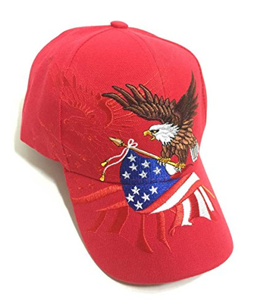 aesthetinc Patriotic American Flag Design Baseball Cap USA 3D Embroidery -Red- aesthetinc Patriotic American Flag Design Baseball Cap USA 3D Embroidery -Red-