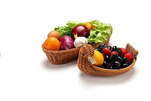 Long Woven Poly-Wicker Bread Basket - Handmade bread basket, Woven Tabletop Food Serving Basket, Serving Display Baskets for Fruits, Vegetables and Snacks, Restaurant, Hotel -Style 3- Long Woven Poly-Wicker Bread Basket - Handmade bread basket, Woven Tabletop Food Serving Basket, Serving Display Baskets for Fruits, Vegetables and Snacks, Restaurant, Hotel -Style 3-