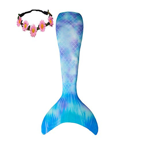Womens Mermaid Tails Girls Mermaid Dressing Matching Mermaid Costume Rainbow Blue 5-6X Tag 120cm