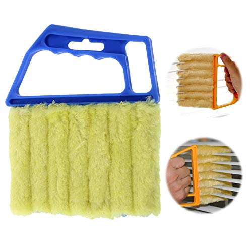 Blind Cleaner Tool 7 Finger Dusting Cleaner Tool Hand-held Cleaner Mini Blind Duster Brush Venetian Blind Duster Window Blinds Tool Microfiber Air Conditioner Cleaner -Blue Handle-