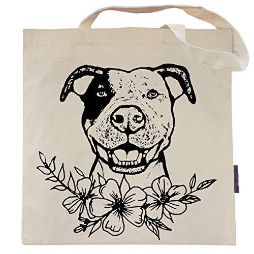 Pit Bull Flower Power Tote Bag by Pet Studio Art