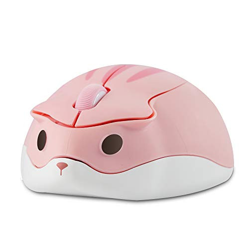 Wireless Mouse Cute Hamster Shaped Computer Mouse 1200DPI Less Noise Portable USB Mouse Cordless Mouse for PC Laptop Computer Notebook MacBook Kids Gift -Pink-