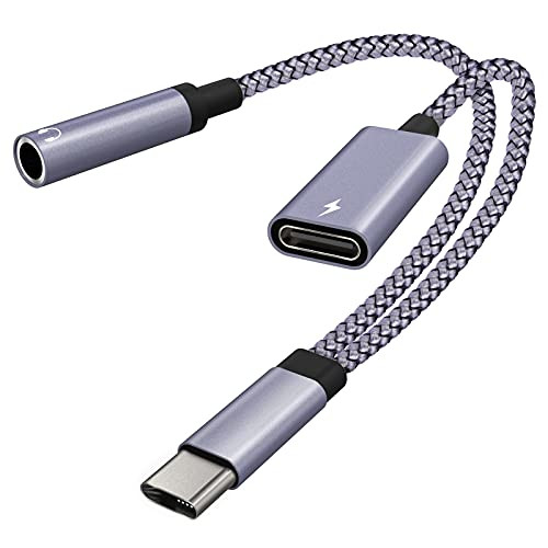 2 in 1 USB C to 3.5mm Audio Adapter with USB C PD 60W Fast Charging for Stereo Compatible with Pixel 4 3 XL, Galaxy S21 S20 S20 plus Plus Note 20