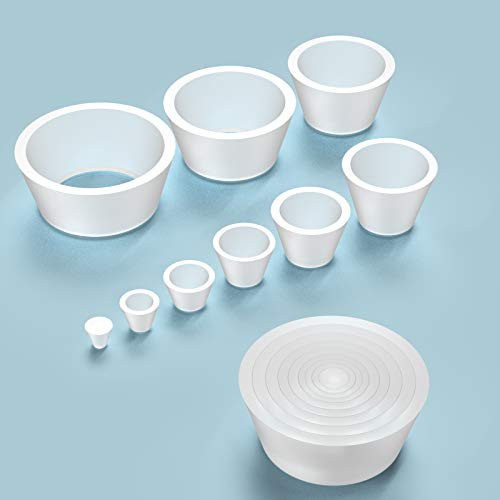 Ks-Tek Rubber Silicone 9 Count Buchner Funnel Flask Adapter Set,Filter Adapter Cones Set,Tapered Collar 9 Sizes,9pcs -Translucent,Silicone-